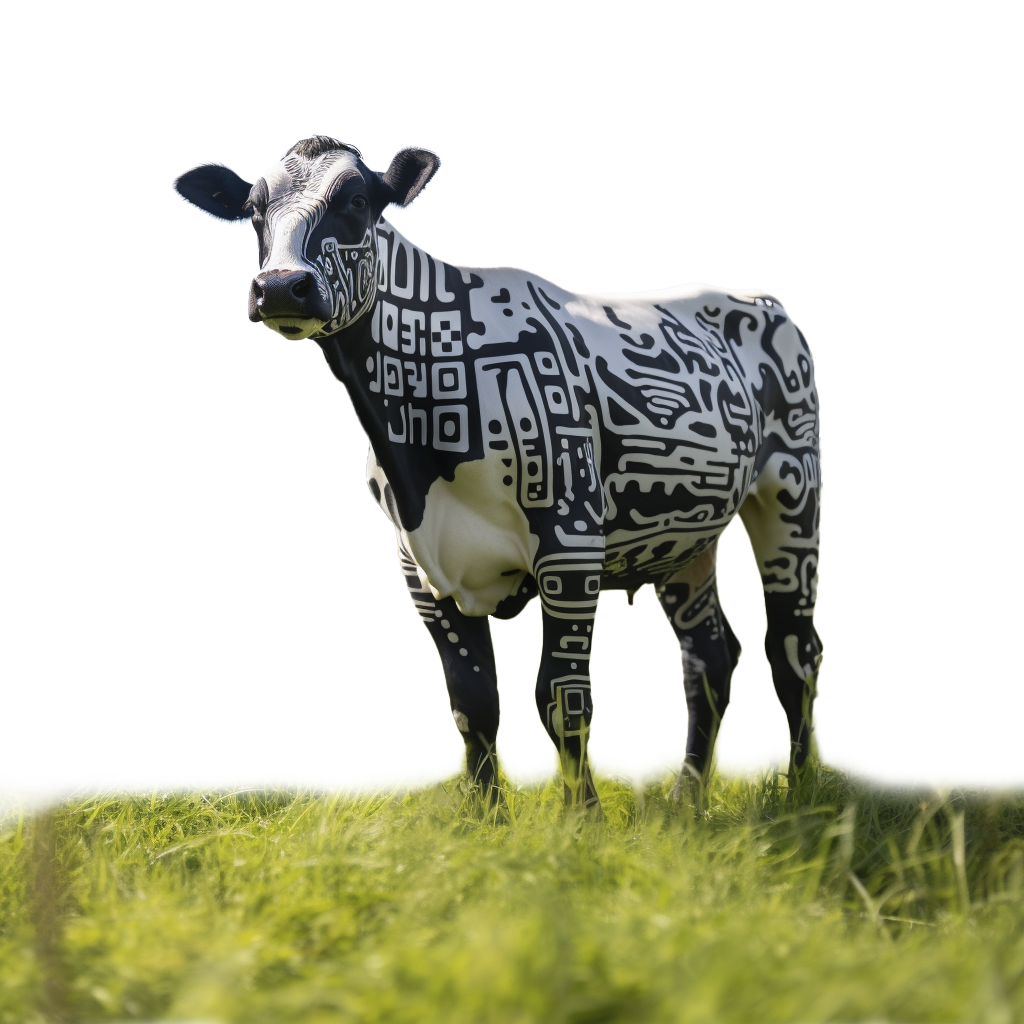 Cow with QR code on