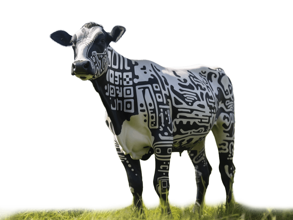 Cow with QR code on