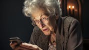 Ældrevenlig mobil holdes af ældre kvinde