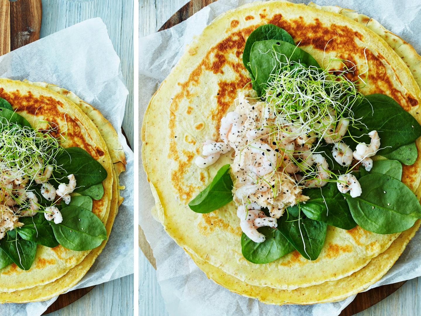 Pandekager med laksemousse