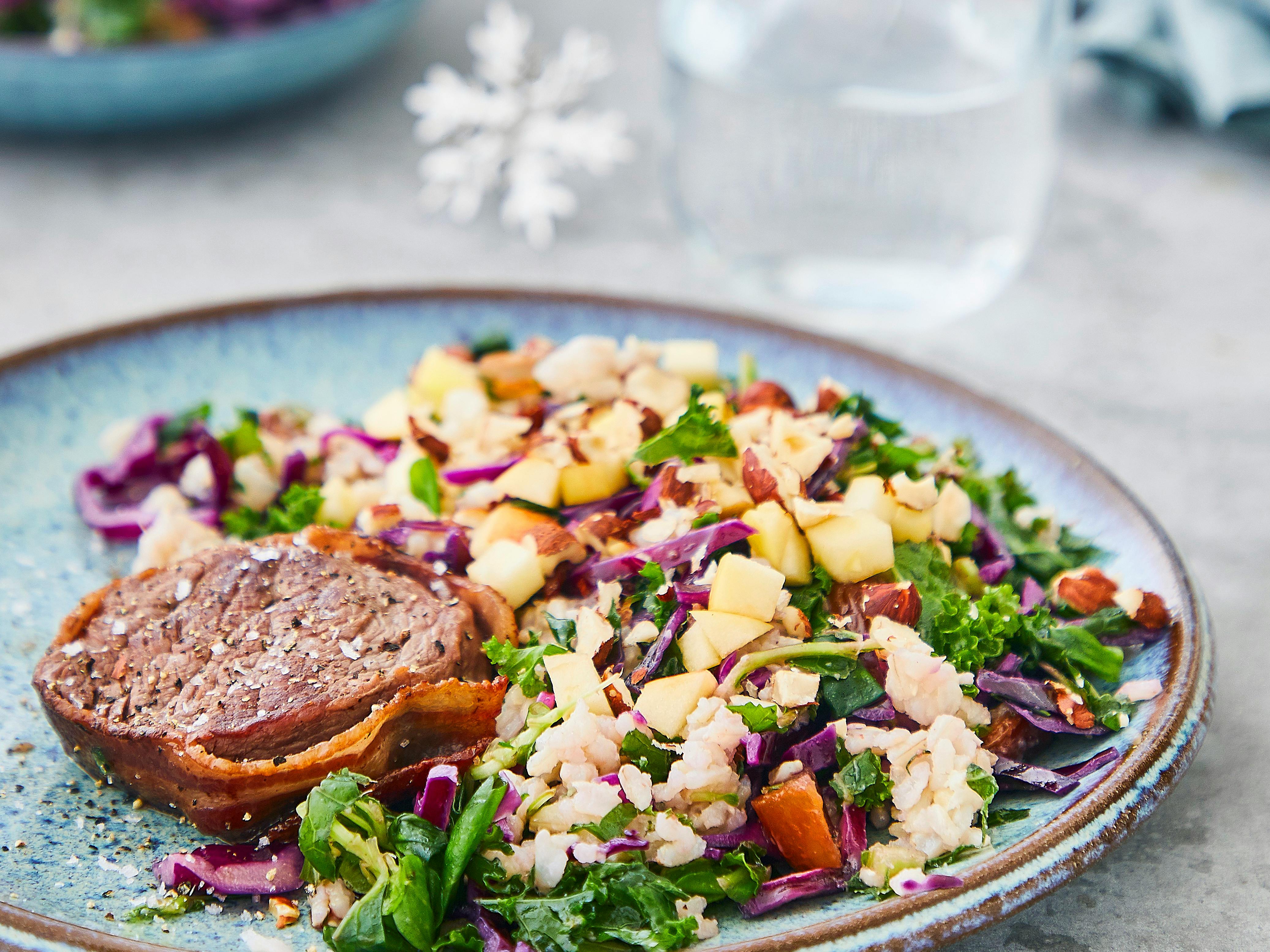 Tykstegsmedaljoner med julet rissalat