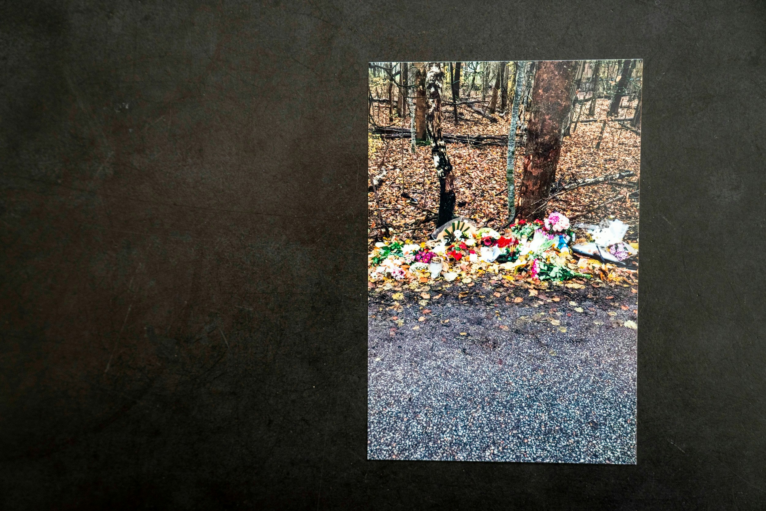 I dagene efter ulykken blev der lagt adskillige blomsterbuketter foran træet, som Mikkel blev dræbt imod.