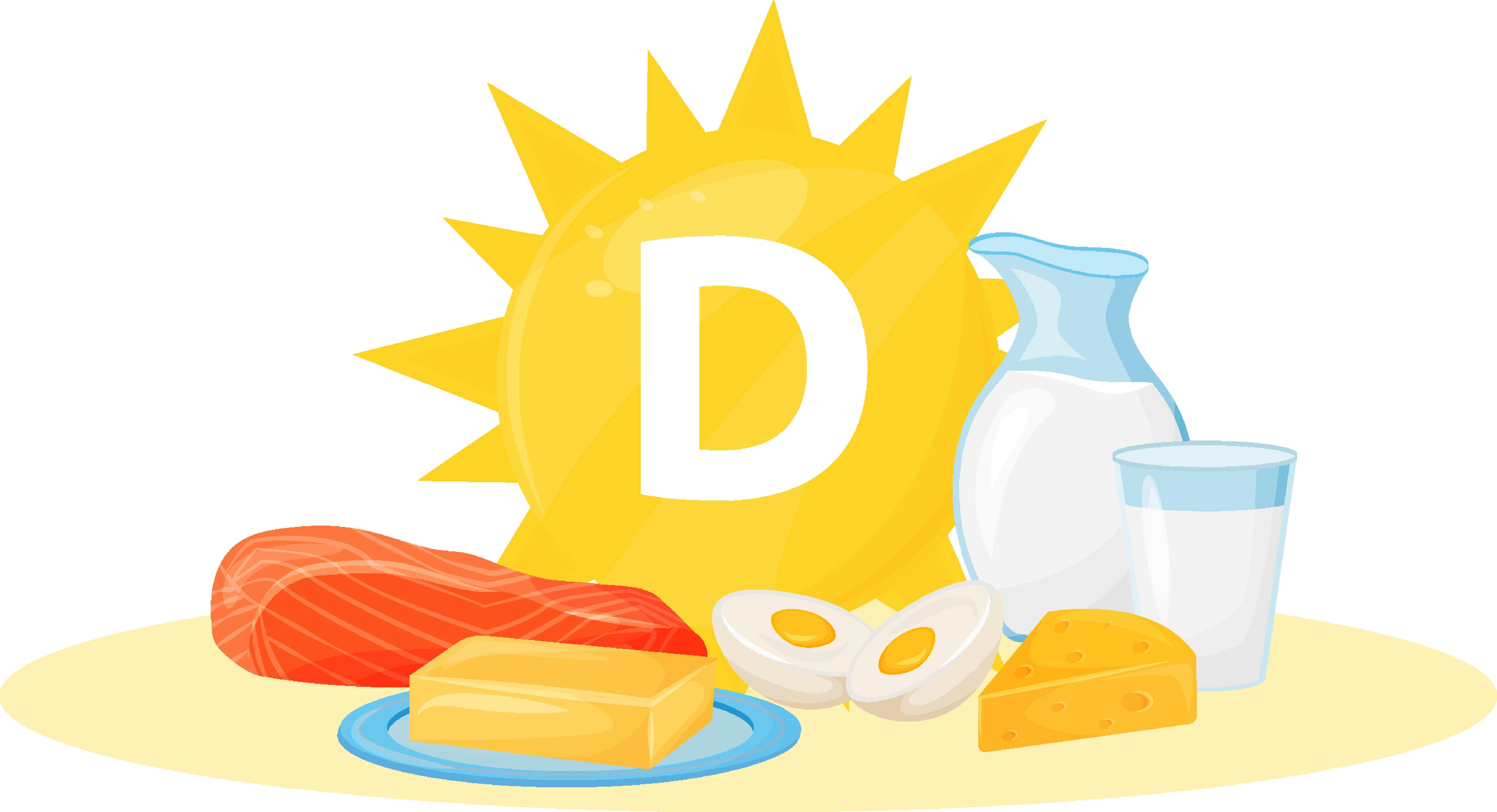 Grafisk illustration af D-vitaminer og sol