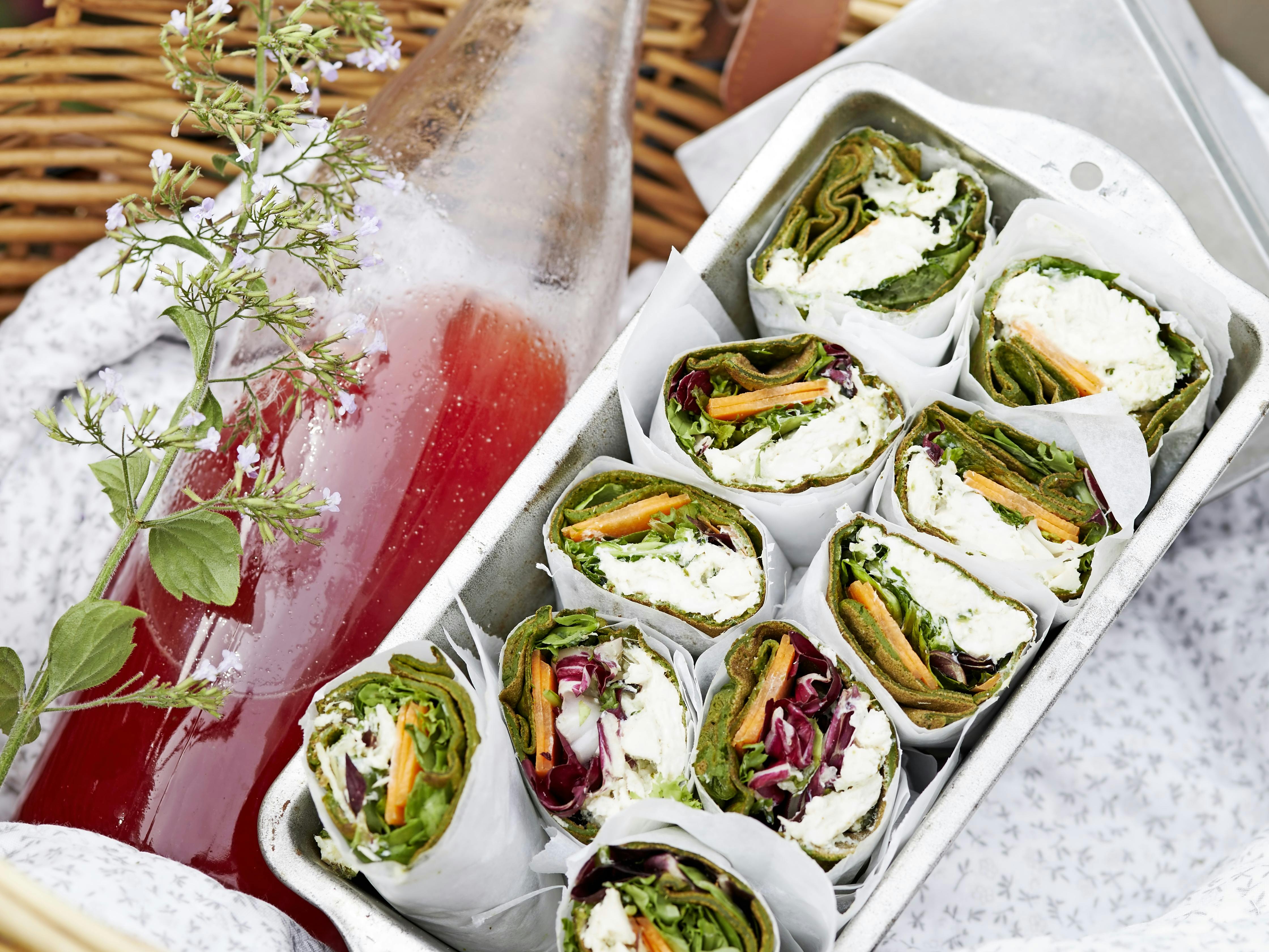 Spinatwraps med kyllingesalat