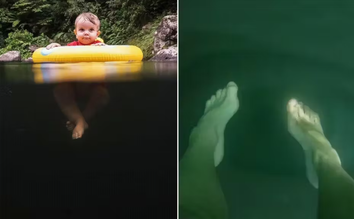 Billeder af mørkt havvand