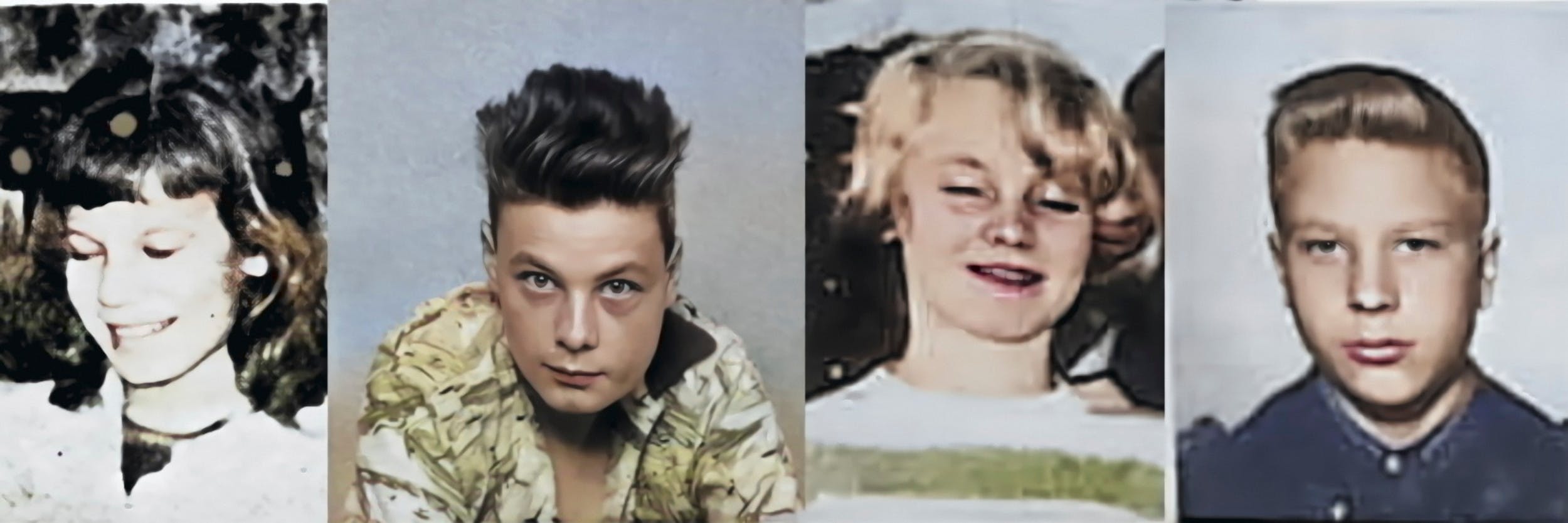 De fire unge på teltturen var (fra venstre) Anja Tuulikki Mäki, 15, Nils Wilhelm Gustafsson, 18, Maila Irmeli Björklund, 15, og Seppo Antero Boisman, 18.