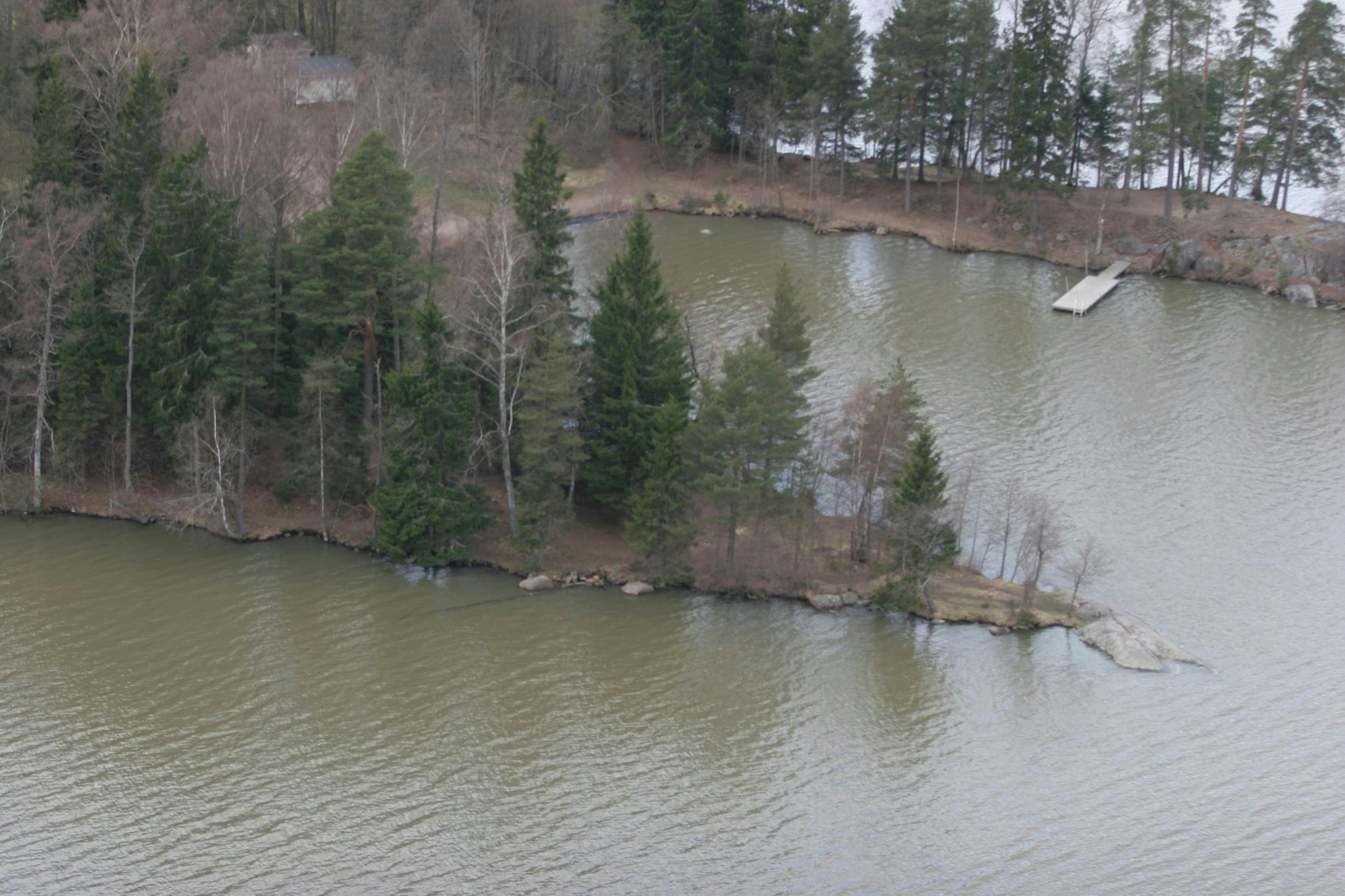Luftfoto af gerningsstedet ved Bodomsøen.
