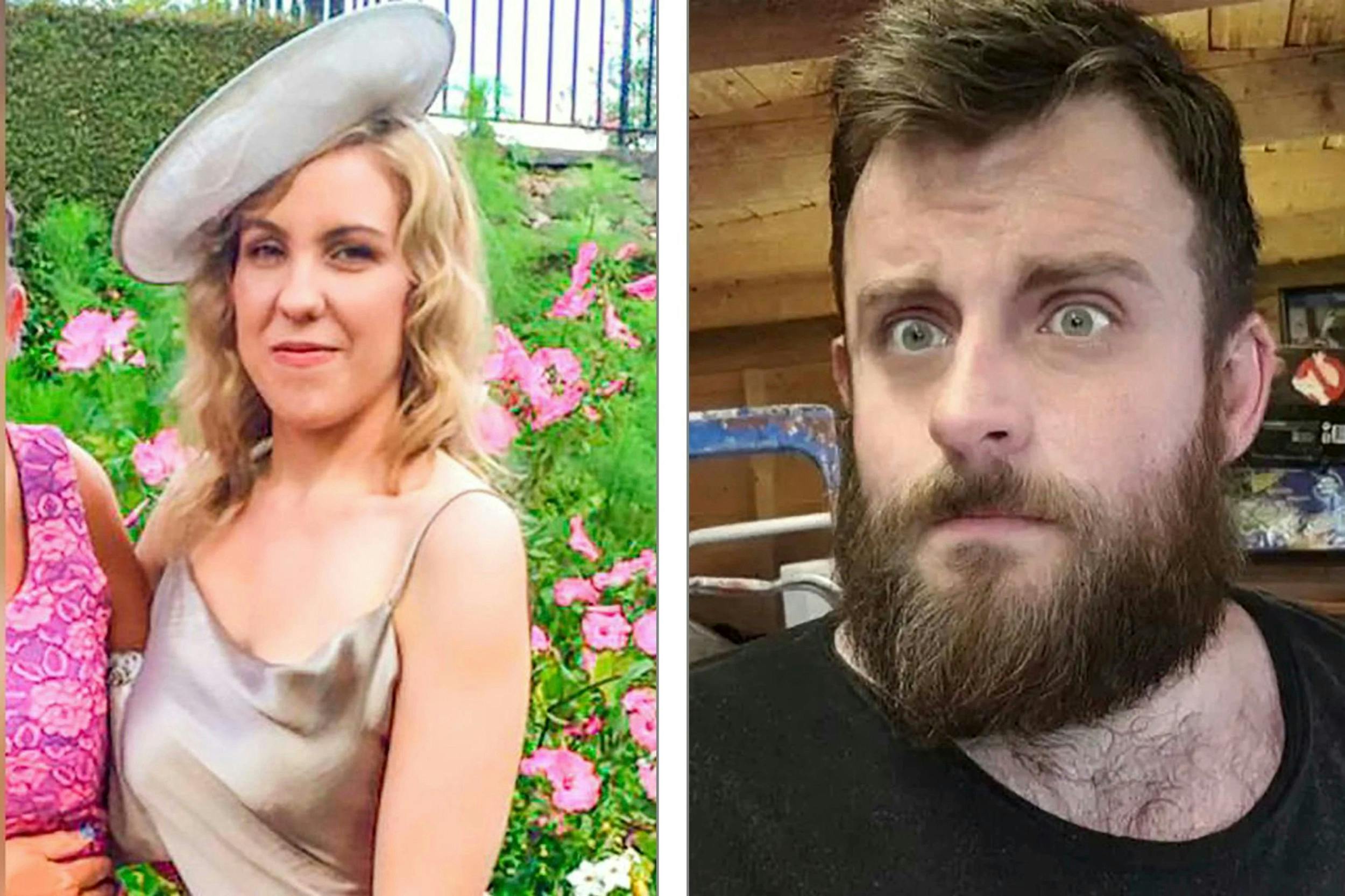 Til venstre: Natalie McNally, 32, blev stukket ihjel i sit hjem i Lurgan, Nordirland. Til højre: Kæresten og far til barnet Stephen McCullagh, 33