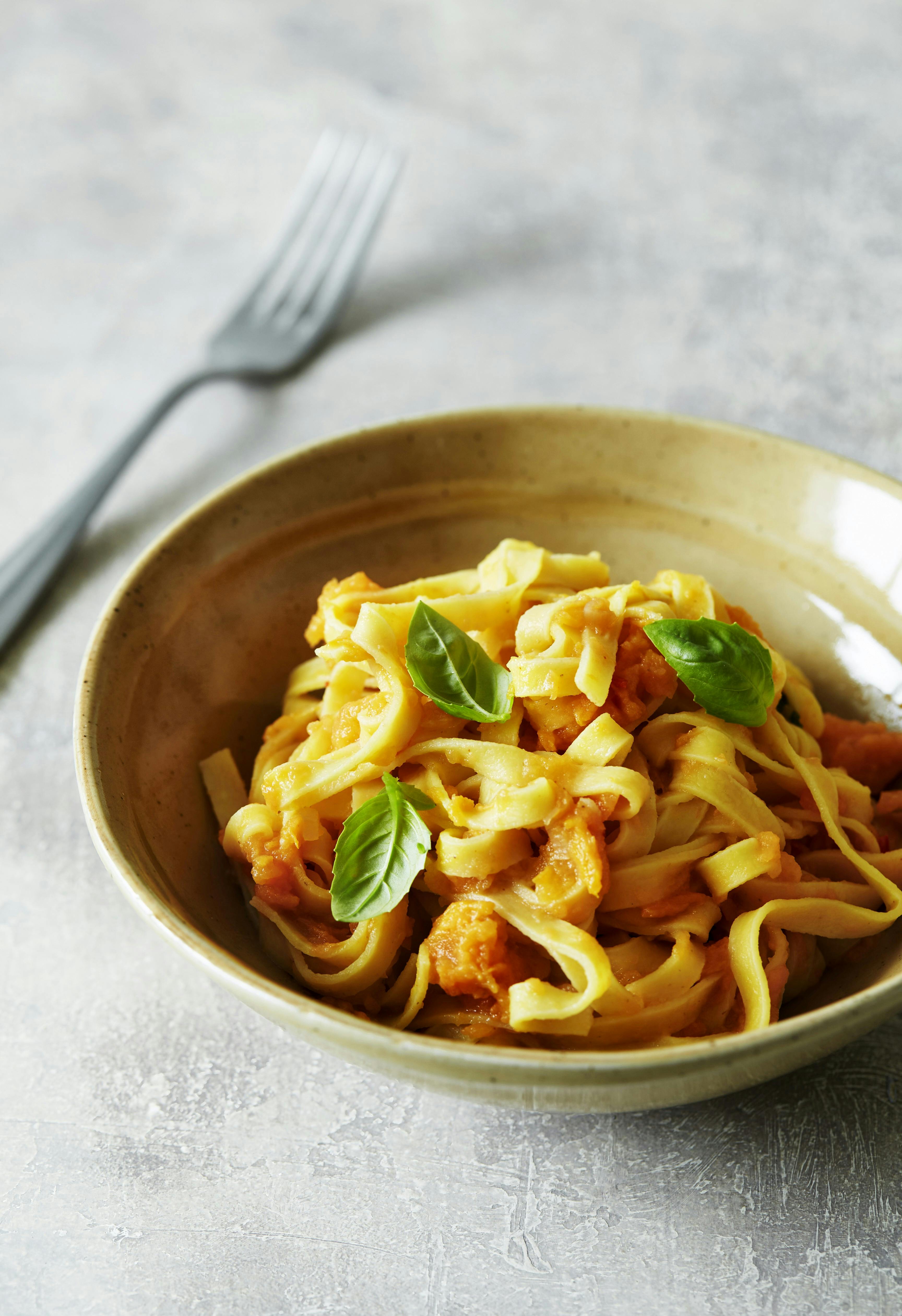Pasta med sød kartoffelcreme