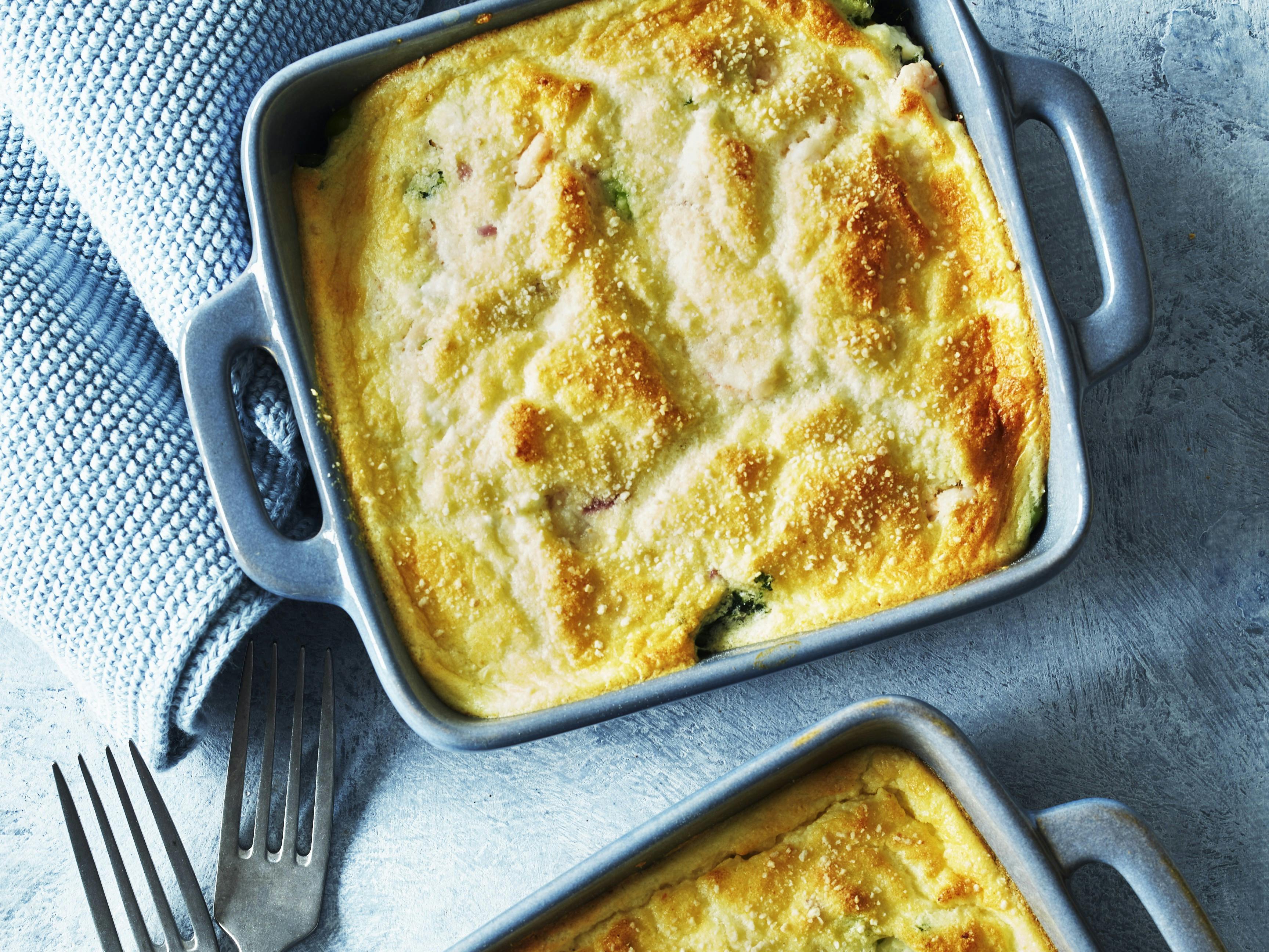 Grøntsagsgratin med rejer