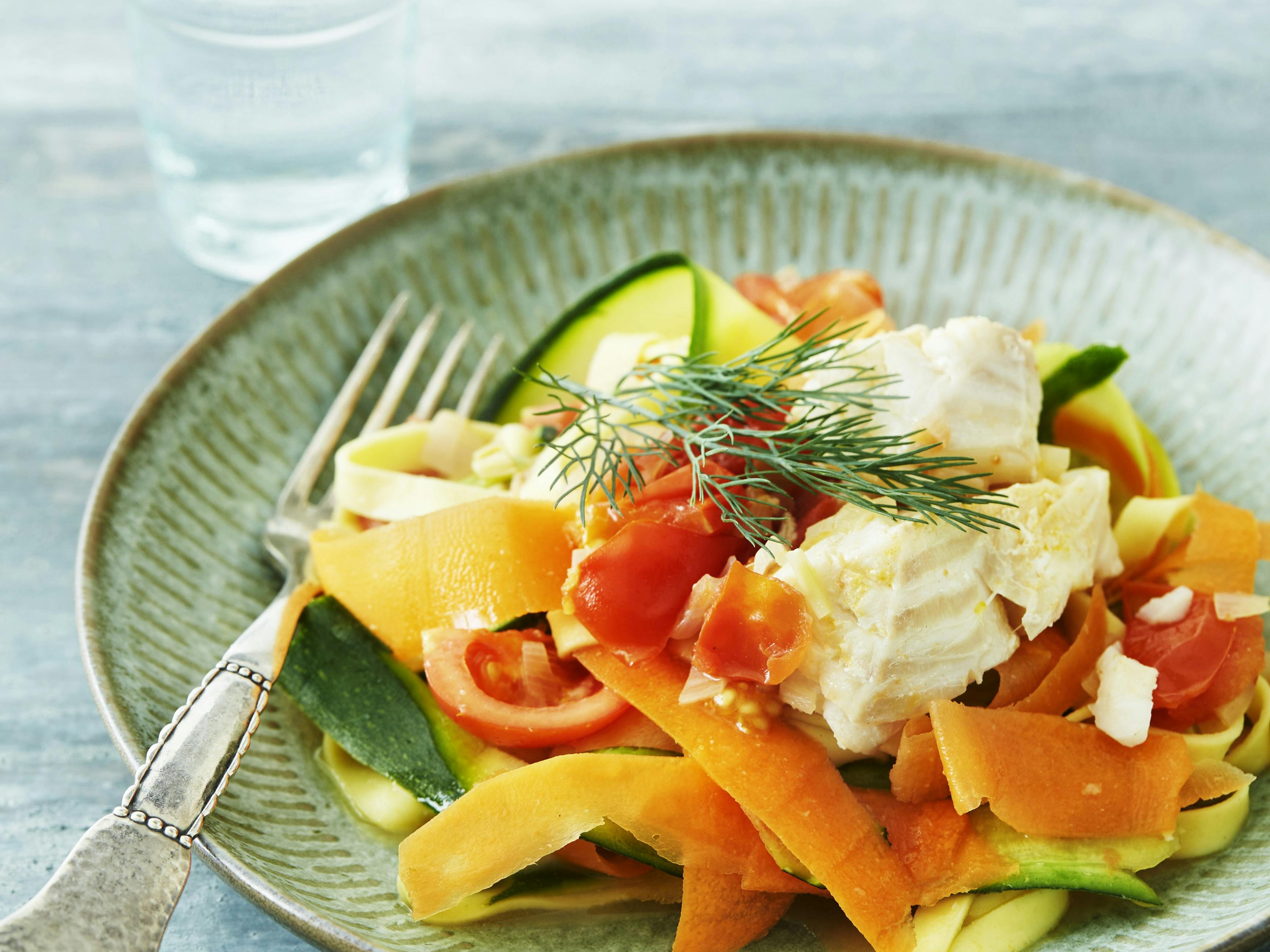 Pasta med kulmule og hvidvinssauce