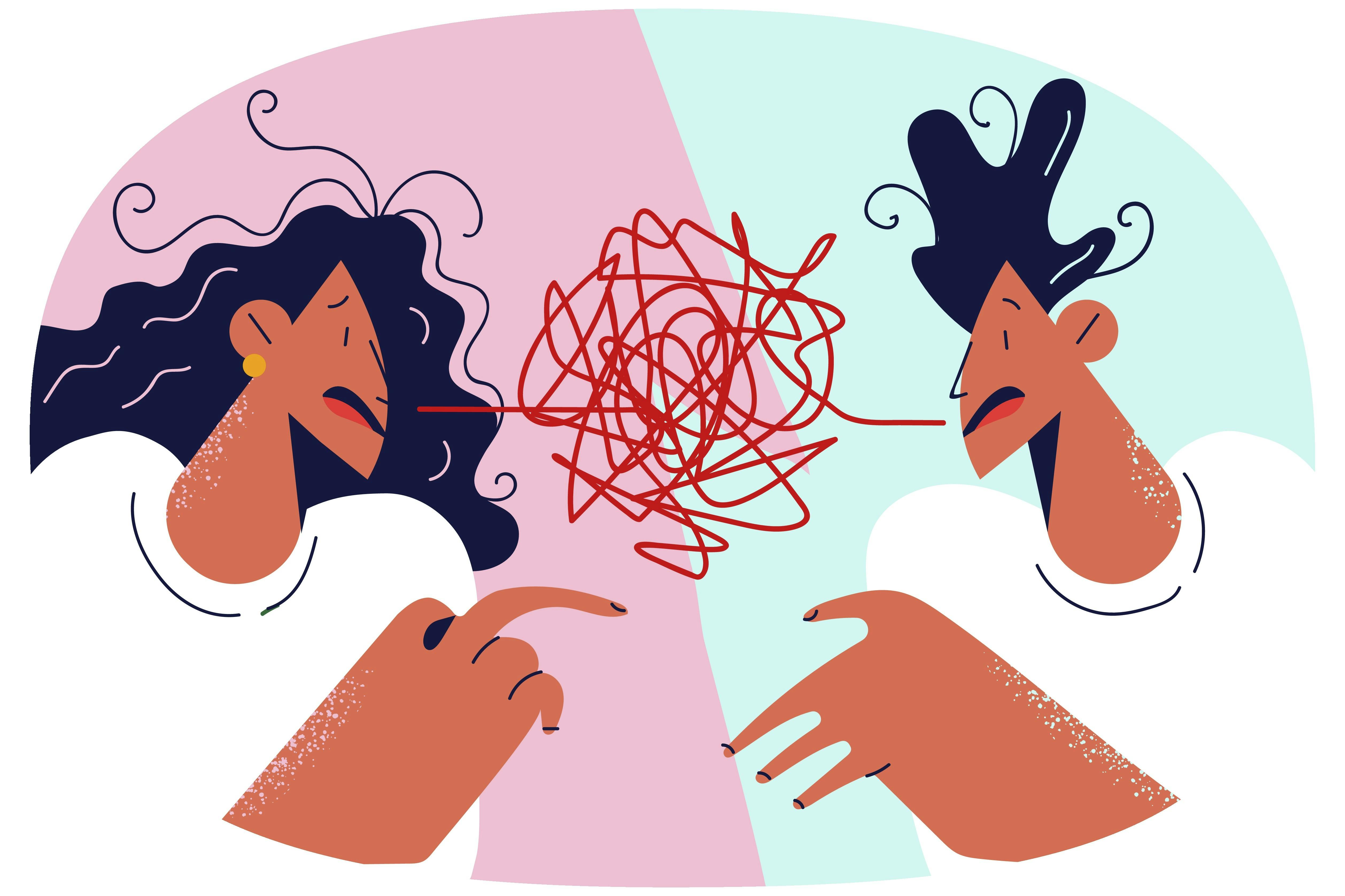 Parforhold i farezonen: Illustration af et par, der skændes.