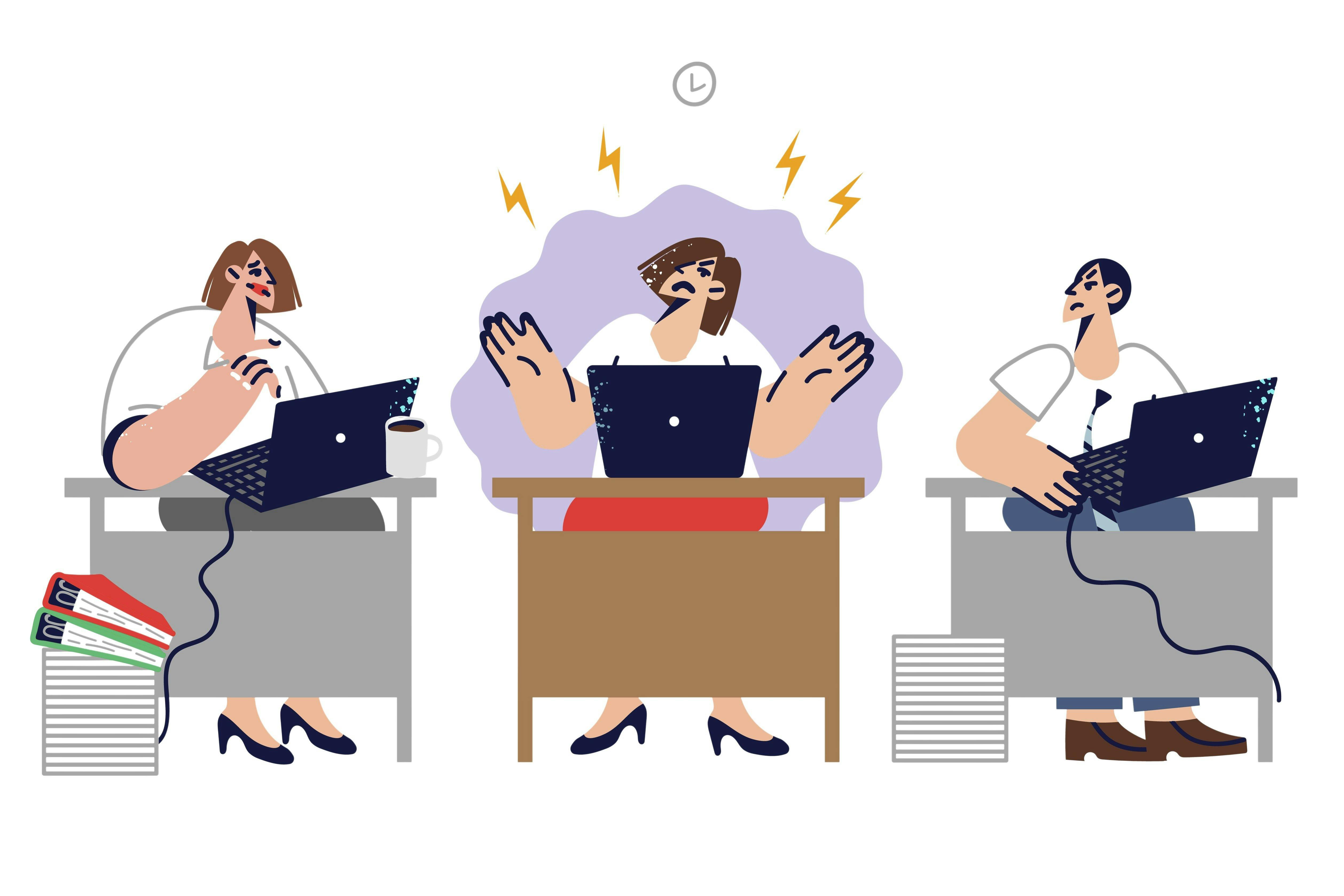 Illustration af konflikter på arbejdspladsen
