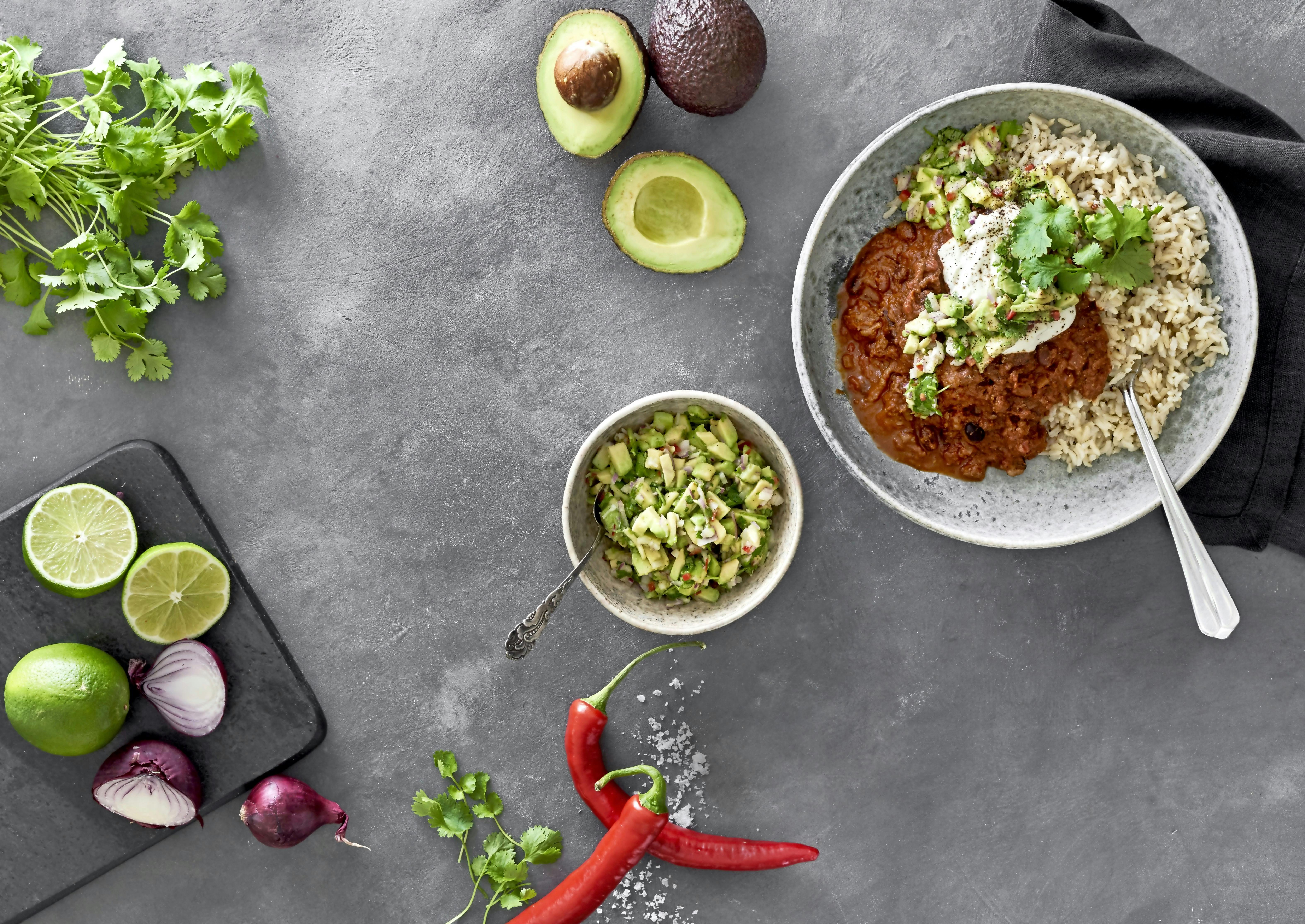 Chili con carne med avocadosalsa