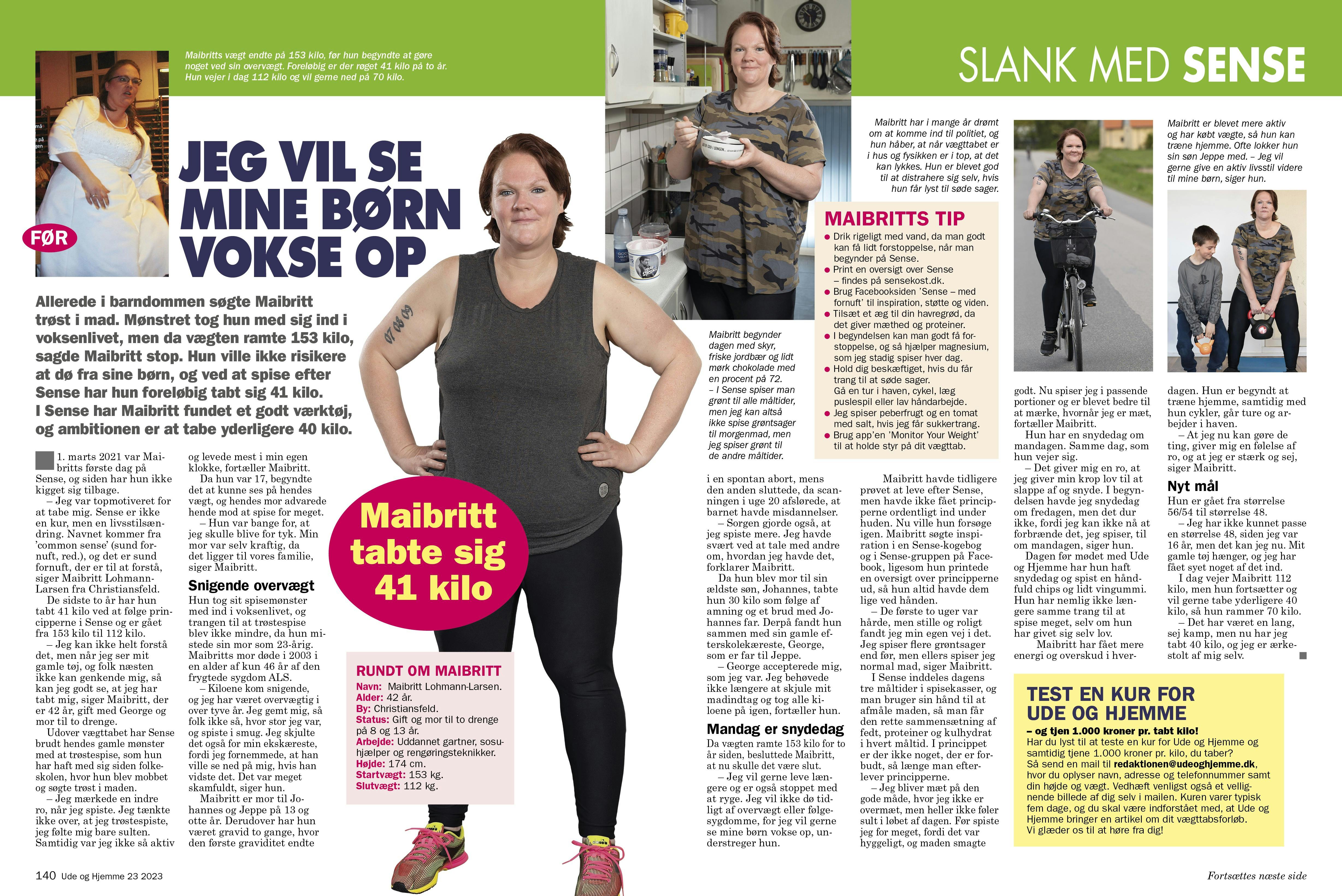 Faksimile af artikel bragt i Ude og Hjemme nr. 23 3023 med Maibritt Lohmann Larsen