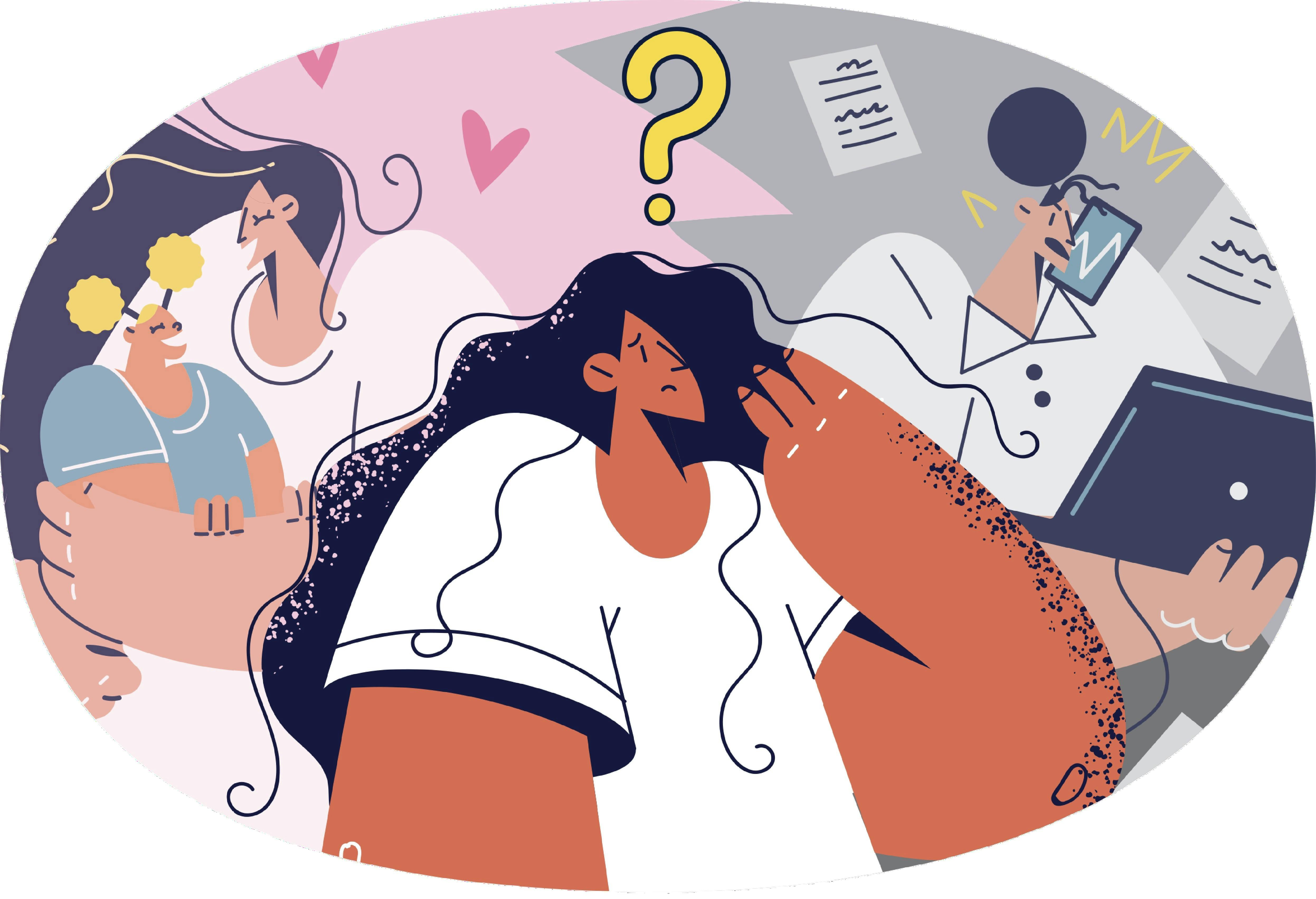 Illustration til psyskologi af livets svære beslutninger.