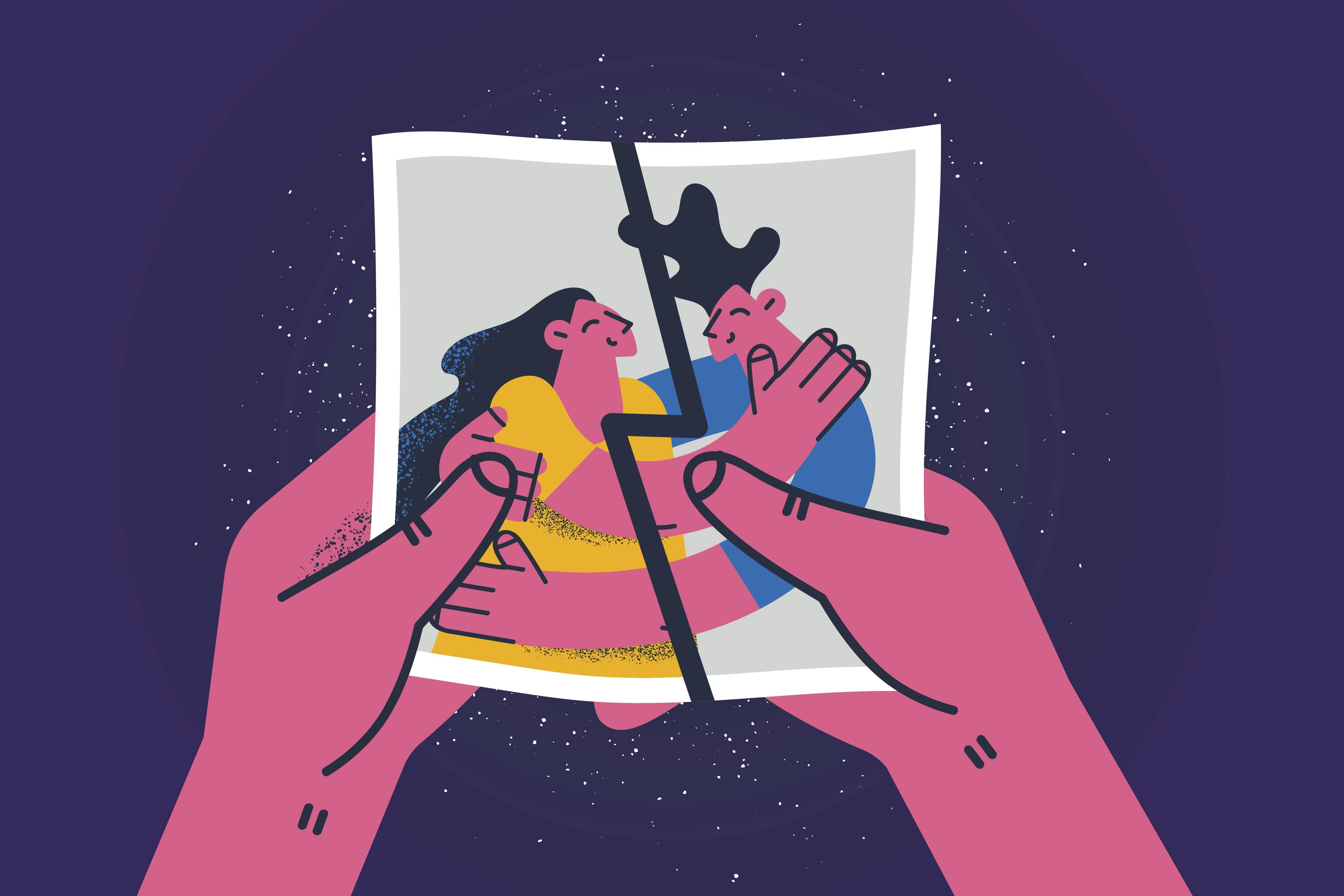 Sådan finder du gnisten i dit parforhold igen: Illustration af et par, hvor gnisten er forsvundet.