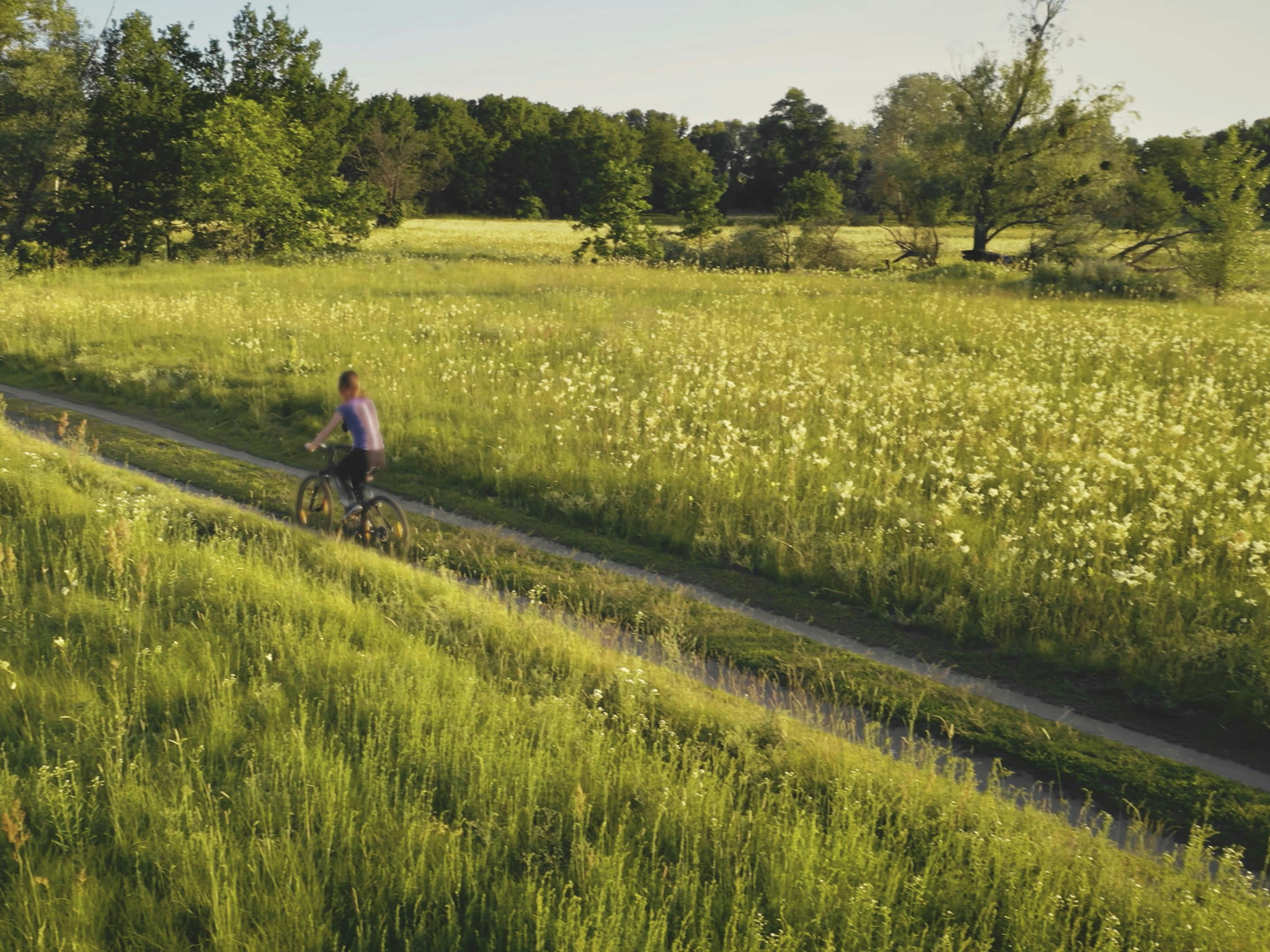 Kvinde cykler på en sti - 16-årige Kirsten Olsen forsvandt den 11. juli 1981 på Djursland og blev senere fundet myrdet.