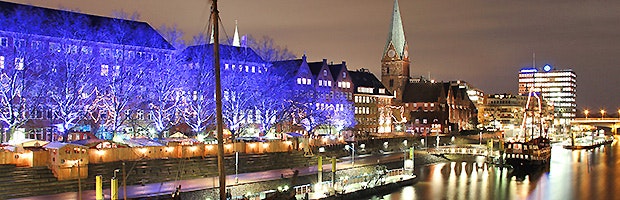 Havnen i Bremen ved juletid