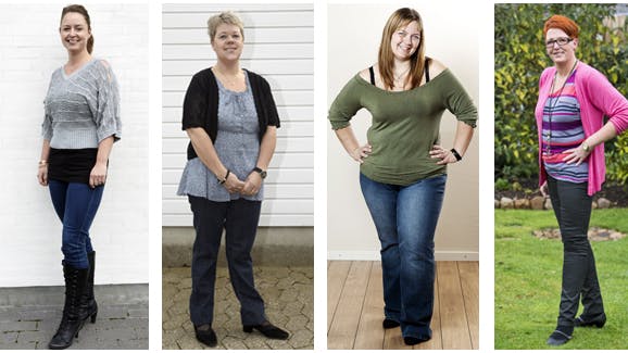 Fire dejlige kvinder som alle har opnået et hurtigt vægttab med Dukan-kuren