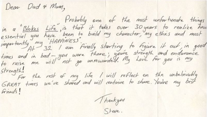 Steve Irwins brev til sine forældre