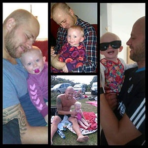 Fotocollage af Thomas med sin datter