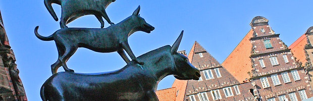 "Bremer Stadtmusikanten" fra Brødrene Grimms berømte eventyrfigurer.